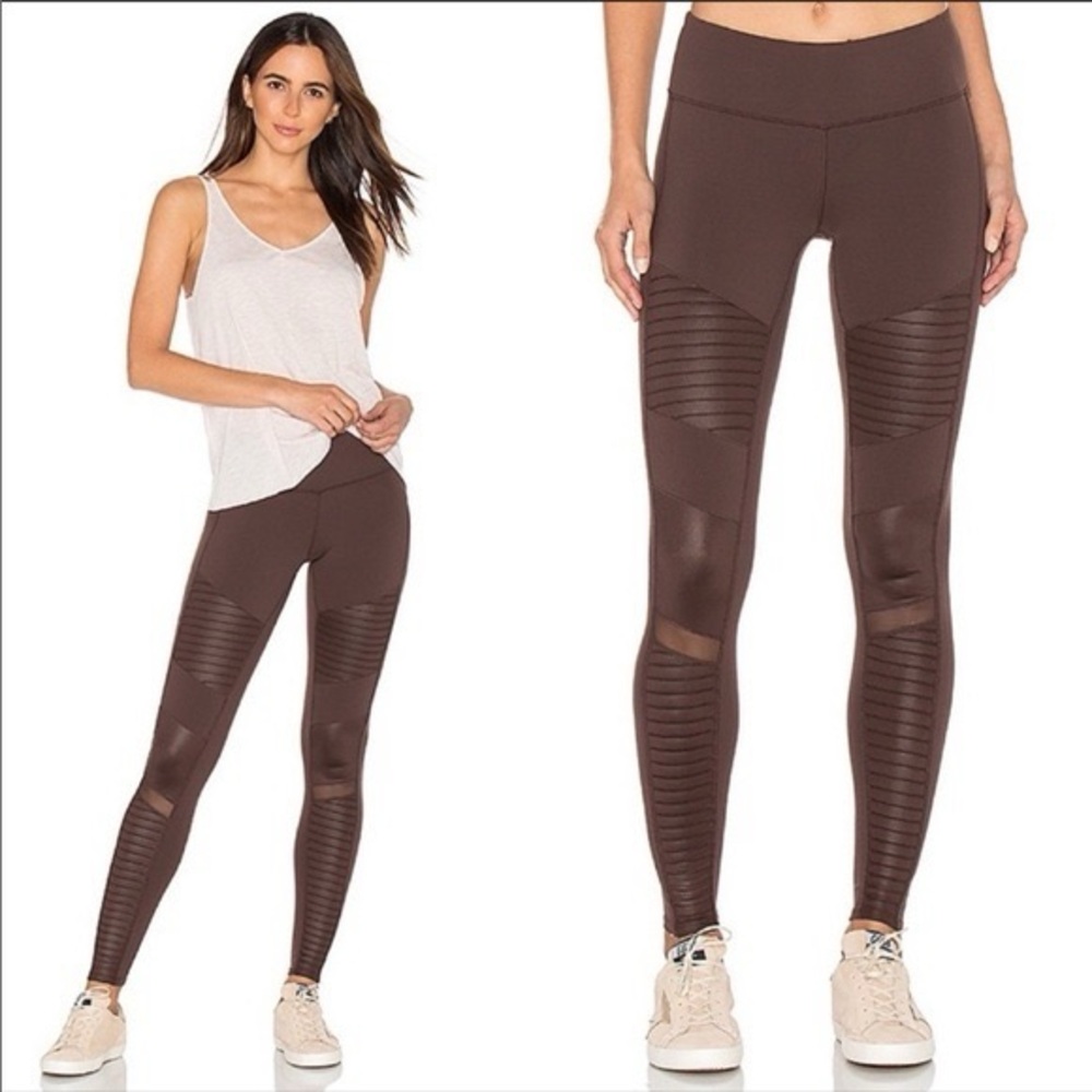 Alo Brown Moto‎ Leggings